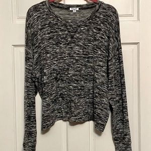 Splendid marled knit top with raw edge hem